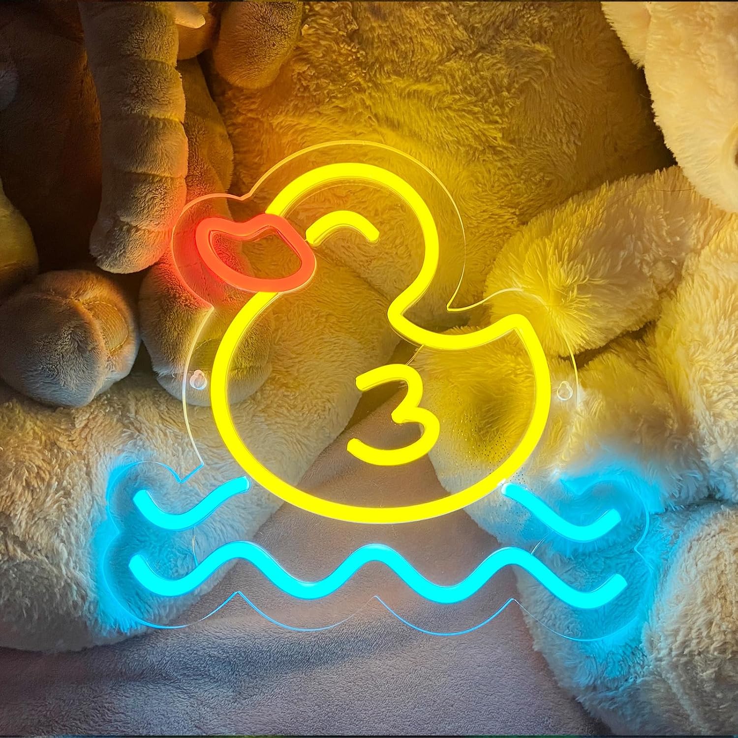 Baby Nursery Wall Lights - 오리 모양의 네온사인 LED 벽 장식,