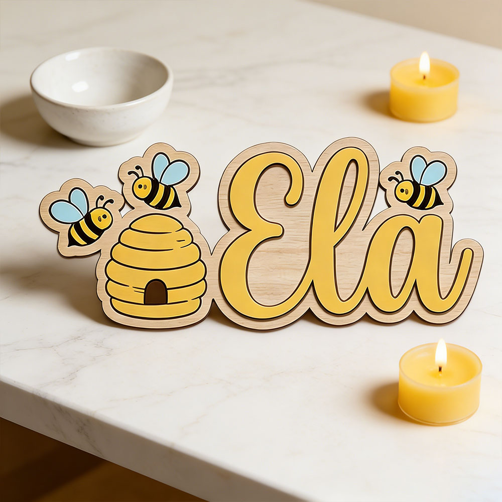 Baby Nursery Decor Girl - 개인 맞춤 귀여운 벌집 이름 나무