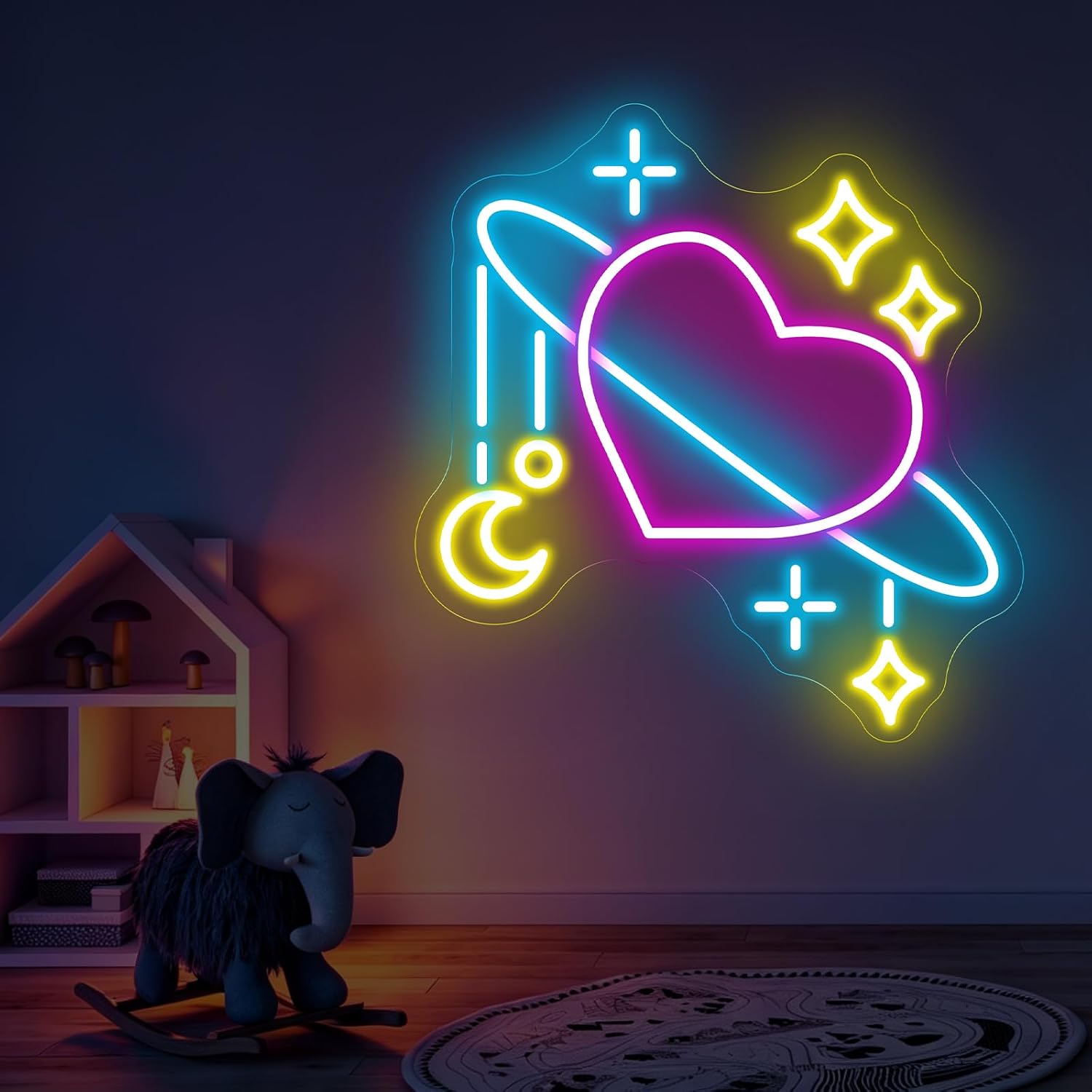 우주 행성 네온사인 LED 네온 조명 은하 달 별 US - Baby Nursery Wall Lights 리뷰 및 가격